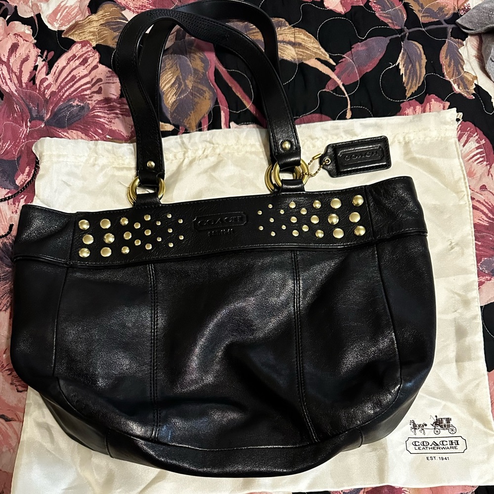 Coach East West studded leather tote bag, medium
